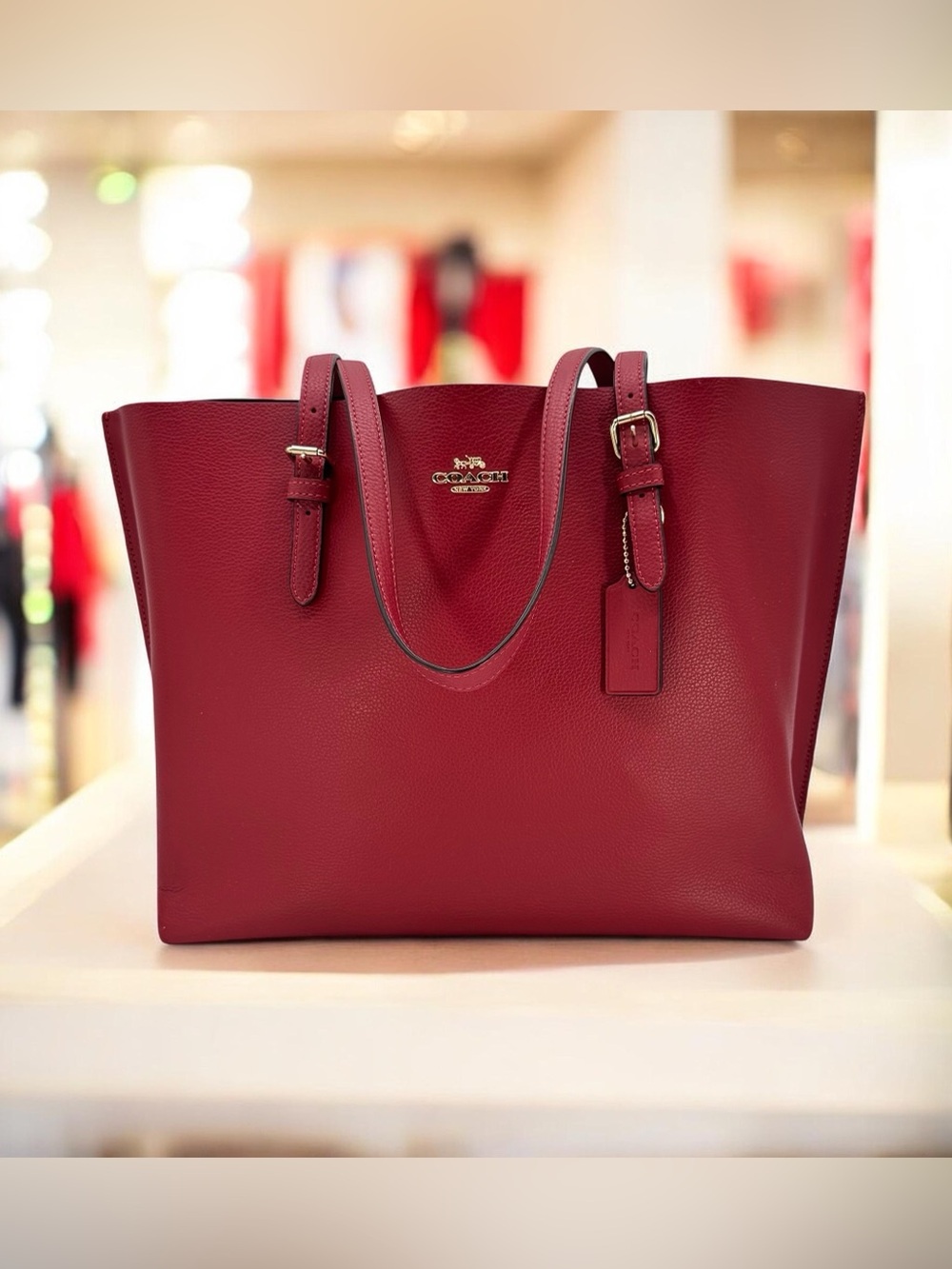 Coach “Authentic” Mollie Tote (Style No. 1671) - Red Pebbled Leather.